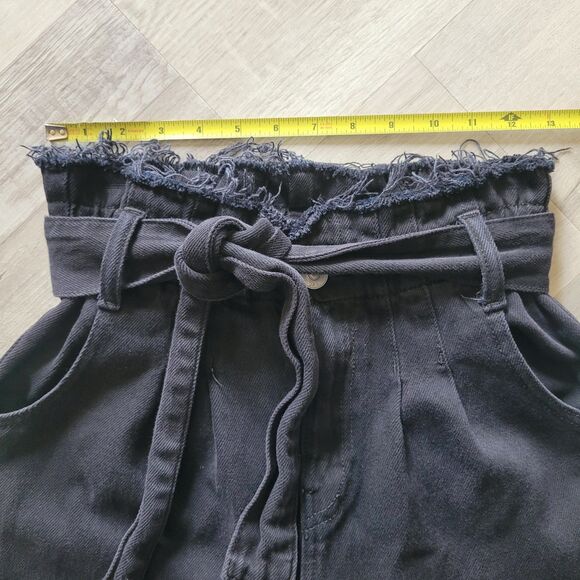 Hudson Jeans Black Paper Bag Pants With Belt Sz 24 Casual Trousers - Picture 2 of 8